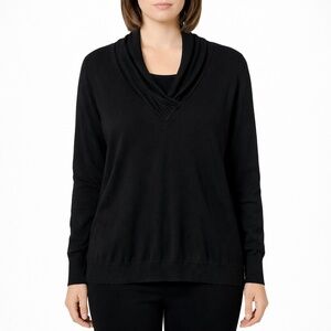 OLSEN Viscose Blend Machine Washable Black Long Sleeve Lightweight Sweater Sz XL